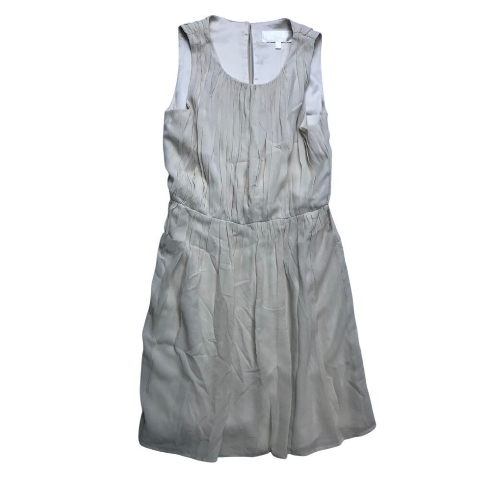 Essere Champagne Silk Pleated Sleeveless Mini Dress Size‎ 4 Beige Cocktail Party